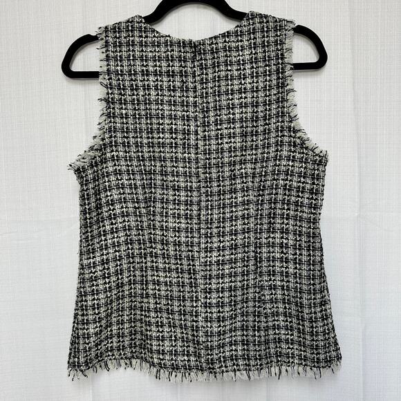 Ann Taylor Tweed Sleeveless Fringe Hem Top Chic Preppy Career Blouse Sz: 6p - Picture 2 of 7